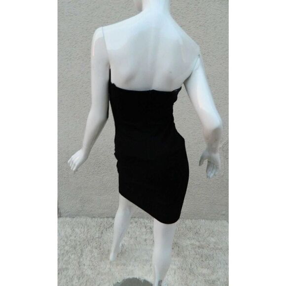 Zara Dress Strapless Black Chiffon Draped Size Large - Picture 3 of 7